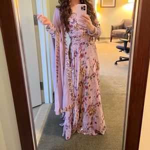 Lilac Floral Georgette Lehenga